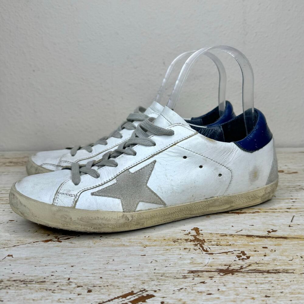 Golden Goose White and Blue Athletic Shoes